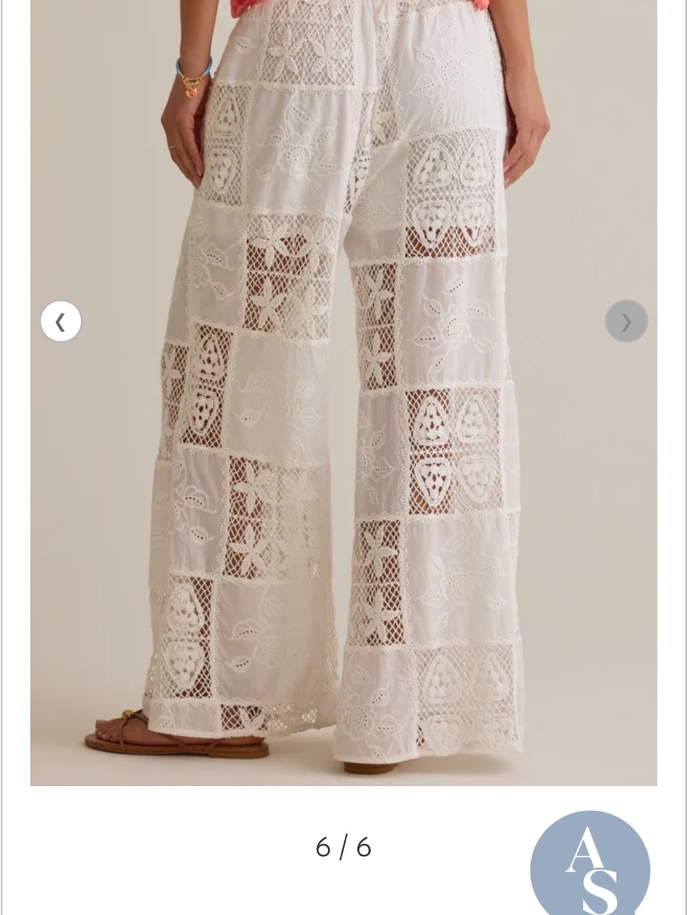Altar'd State White Crochet Patchwork Wide-Leg Pants - Picture 2 of 2